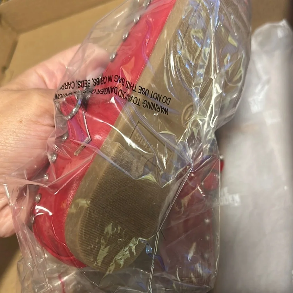 Steve Madden Red Dress Shoes with Silver Studs size 13. New in box